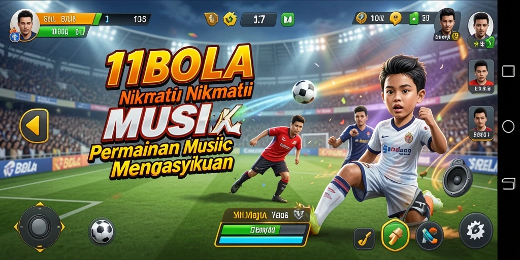 Screenshot gameplay <strong>11BOLA</strong> menampilkan pemain menyanyi diiringi musik.