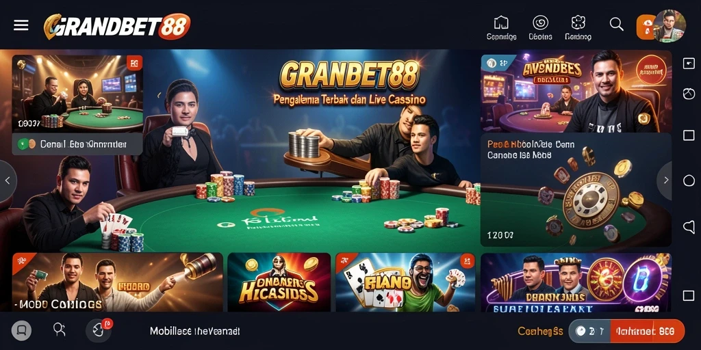 Tampilan gameplay Live Casino yang mendebarkan di GRANDBET88.