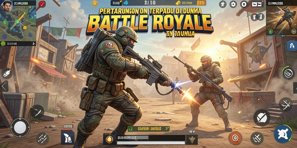 Screenshot OLYMPUS88 menampilkan aksi seru pemain dalam pertempuran Battle Royale.