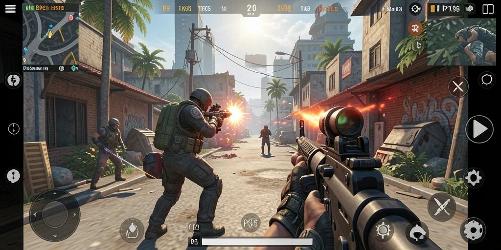 Tangkapan layar PK95 yang menunjukkan aksi seru dalam permainan TPS.